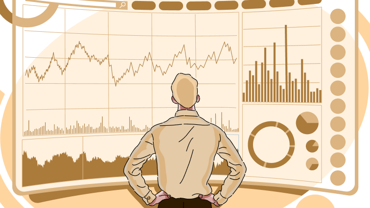 Trader analyzing financial charts